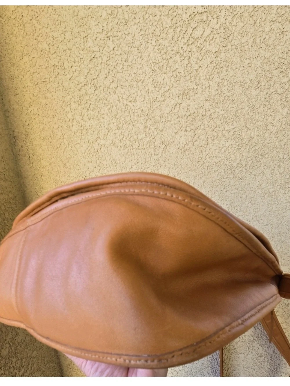 Coach 9718 Tan British khaki colored Legacy Crescent bag purse crossbody